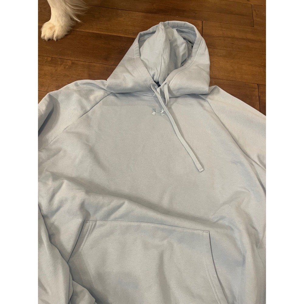 Under Armour Mens Rival Fleece Hoodie Light Blue 2XL 1379757 AVY Loose Fit NWT - Picture 3 of 5